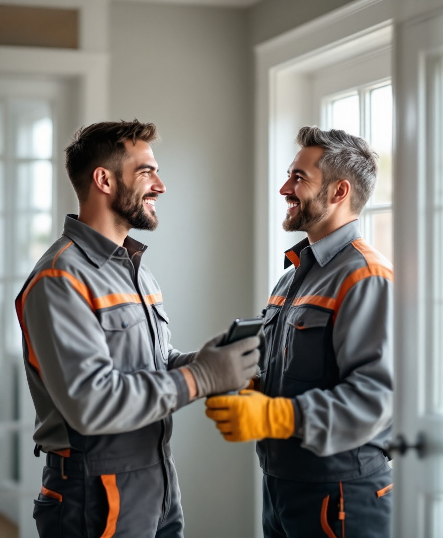 Clear Air technician finishing an air duct service in a Massachusetts home